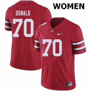 NCAA Ohio State Buckeyes Women's #70 Noah Donald Red Nike Football College Jersey QMU2145EJ